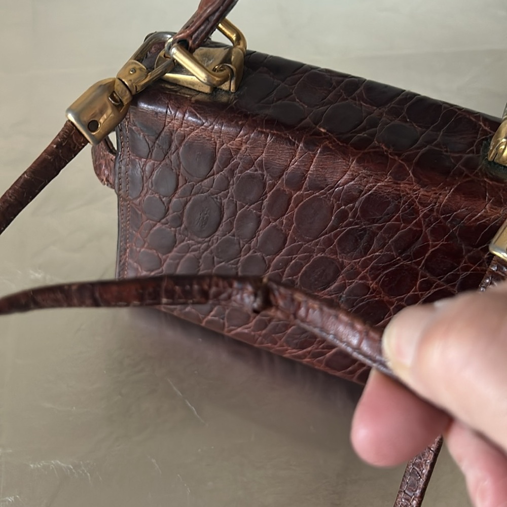 🔥HP🔥True VTG Maraolo small Alligator Crossbody Bag, brown, Italy - Picture 9 of 17